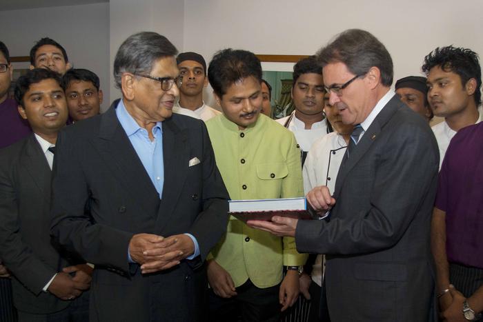 El president i l'exministre d'Afers Exteriors de l'Índia al restaurant Caperberry