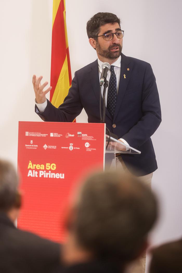 El vicepresident Puigneró durant la presentació de l'Àrea 5G Alt Pirineu