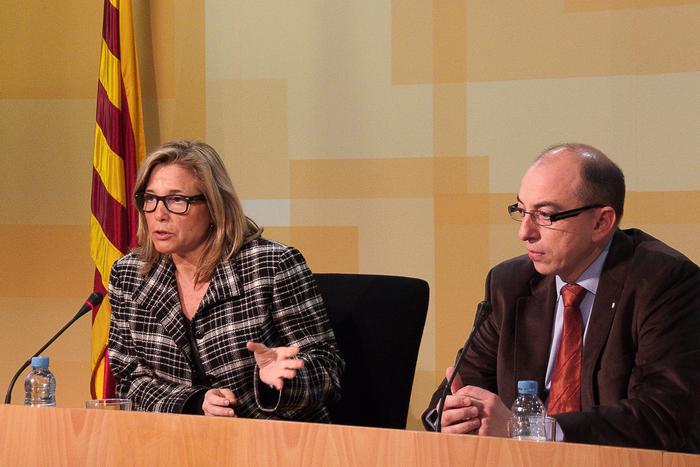 La vicepresidenta del Govern, Joana Ortega i el secretari de Cooperació i Coordinació de les Administracions Locals, Joan Cañada
