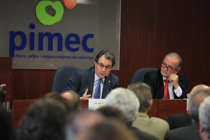 Fotografia del president Mas durant la seva intervenció a Pimec