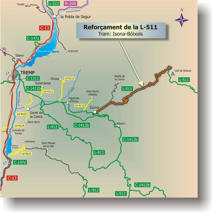 Mapa L-511 Isona Bóixols