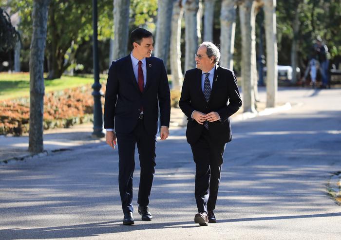 El president de la Generalitat, Quim Torra, encapçalant, juntament amb el president del govern espanyol, Pedro Sánchez, la Mesa de negociació entre els dos governs