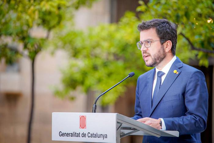 President Aragonès during his institutional statement