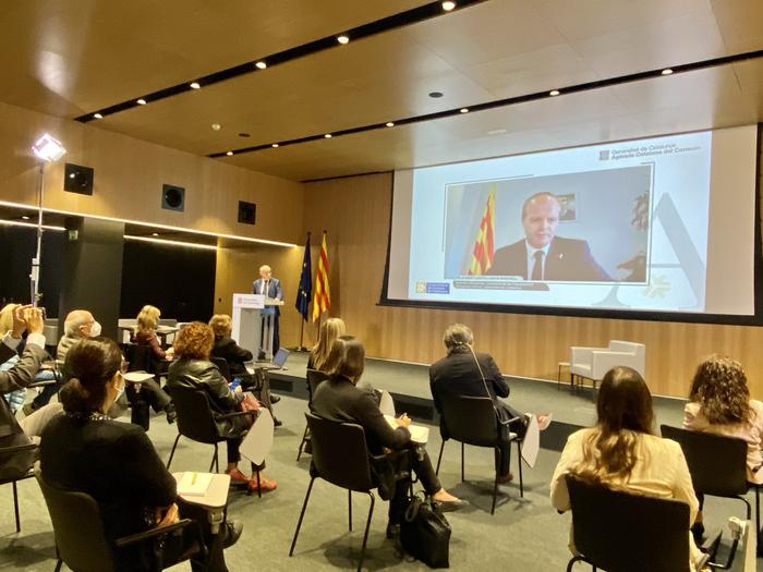 El secretari d'Empresa i Competitivitat, Albert Castellanos i Maduell, en la inauguració telemàtica de les II Jornades Internacionals d'Arbitratge de Consum