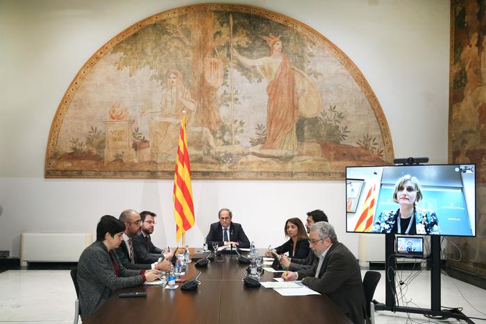 El cap de l'Executiu ha encapçalat la reunió de seguiment arran del primer cas de coronavirus detectat a Catalunya (Foto: Rubén Moreno)