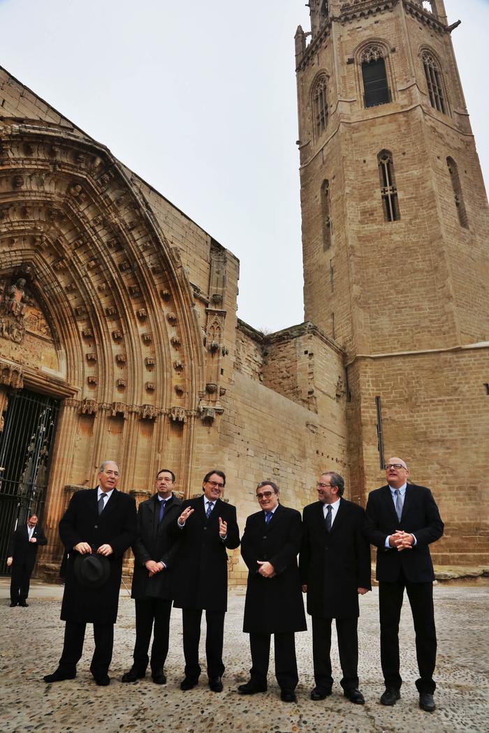 El president a l'entrada de la Seu Vella de Lleida