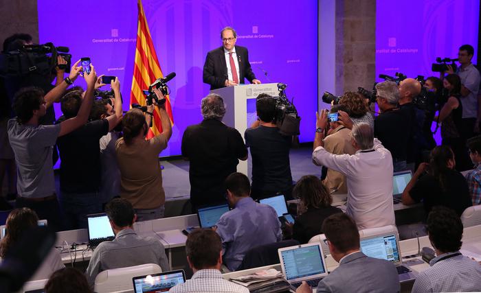 Foto de la roda de premsa del president Torra (Jordi Bedmar)