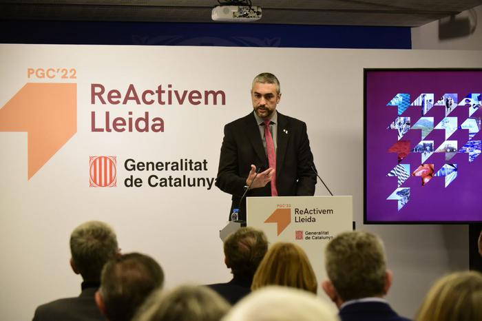 Fotografia del delegat del Govern a Lleida, Bernat Solé, durant la presentació