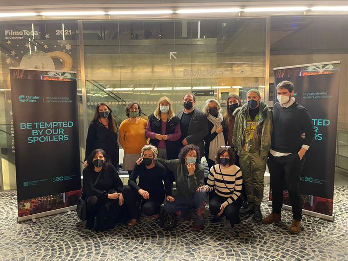 L'equip de Catalan Films, amb la consellera de Cultura, Natàlia Garriga, i el director de l'ICEC, Miquel Curanta, al centre.