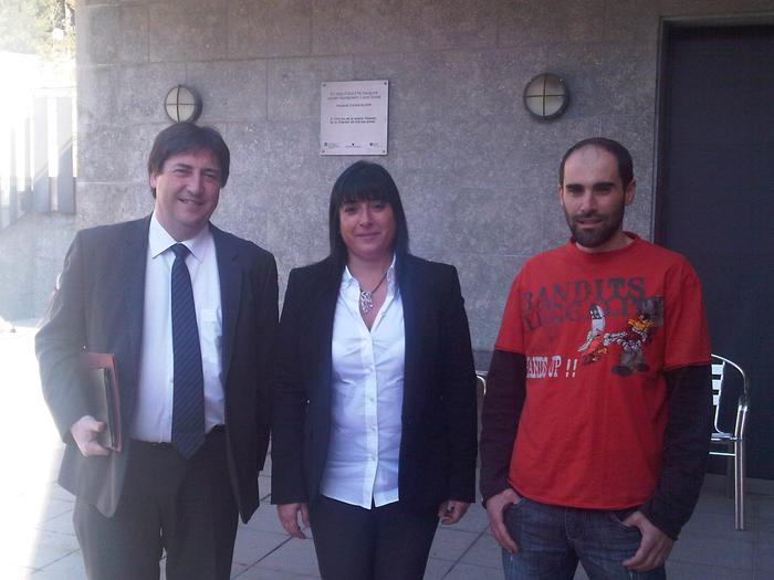 Delegat, Jordi Moltó, amb l'alcaldessa de Marganell. Isabel Ramon i el regidor Ricard Costa