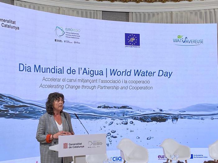 La consellera Jordà a l'acte institucional del Dia Mundial de l'Aigua al Palau de Pedralbes de Barcelona.