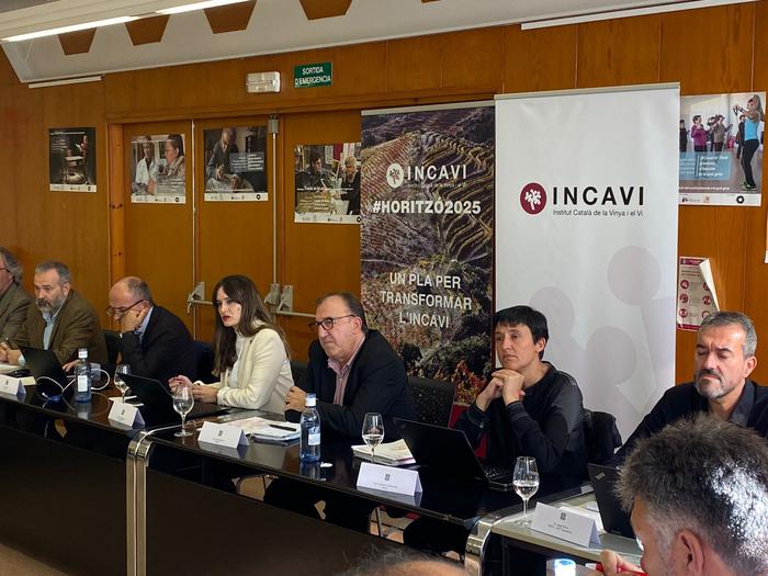 Representants del Departament d'Acció Climàtica i sector reunits en el marc de la VIII del Taula del Cava celebrada a Vilafranca del Penedès