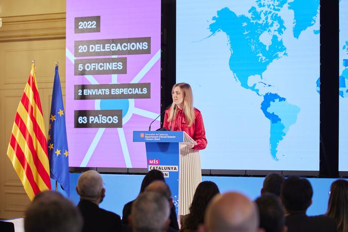 Imatge de la presentació de l'estratègia 'Més Catalunya al Món' (març 2022) en què es va anunciar l'obertura de sis noves delegacions.