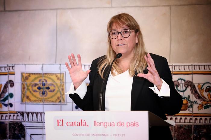 La consellera de Cultura, Natàlia Garriga, durant la compareixença posterior al Govern extraordinari sobre el català.