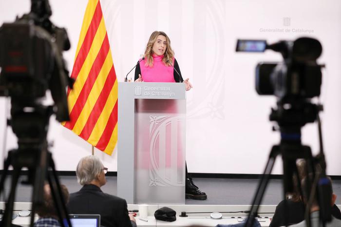 La portaveu del Govern, Patrícia Plaja, durant la roda de premsa de Govern (Foto: Jordi Bedmar)